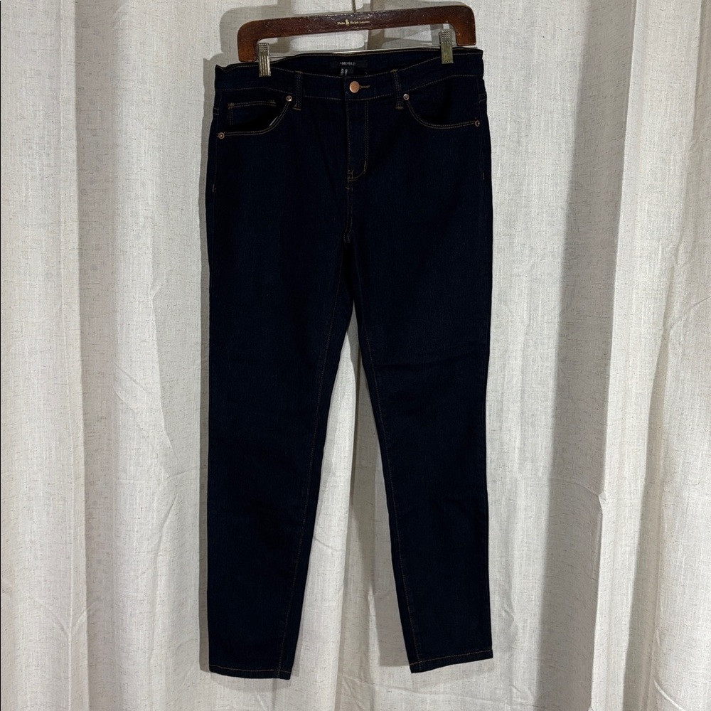 Forever 21 Midnight Blue Mid Rise Skinny Jeans